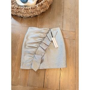 Karina Grimaldi Ruffled Metallic Mini Skirt Womens Silver XS